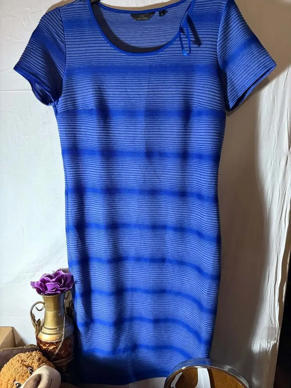 JULIA by love T Blue Stripe 2-Piece Dress and Cardigan Set Size 3X